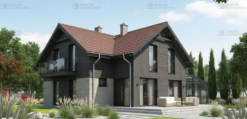 Проект Двухэтажный дом 10 на 10, 141 м2